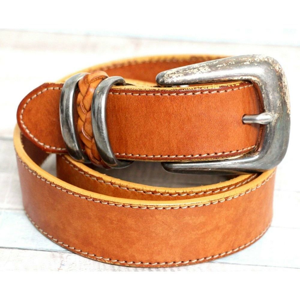 Brighton TAN BROWN GENUINE LEATHER 1 1/8"Wd CASUAL DRESS WOMEN'S BELT S/M (59A - Picture 2 of 10